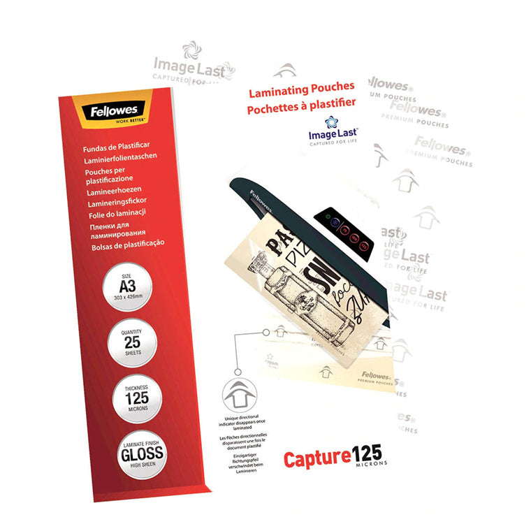 Fellowes Laminating Pouches A3 Gloss 125 Micron, Pack of 25