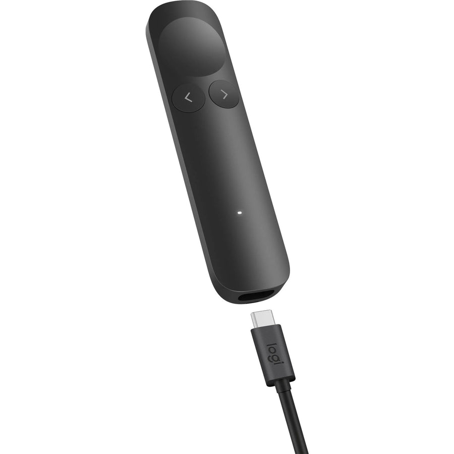Logitech Spotlight 2 Advanced Presenter With Haptics - Graphite Digital and Laser Pointer - Haptic-guided Breathing - Quick charging, 1 min up to 3hr of use - Bluetooth - Bolt Receiver - 30m Long Range