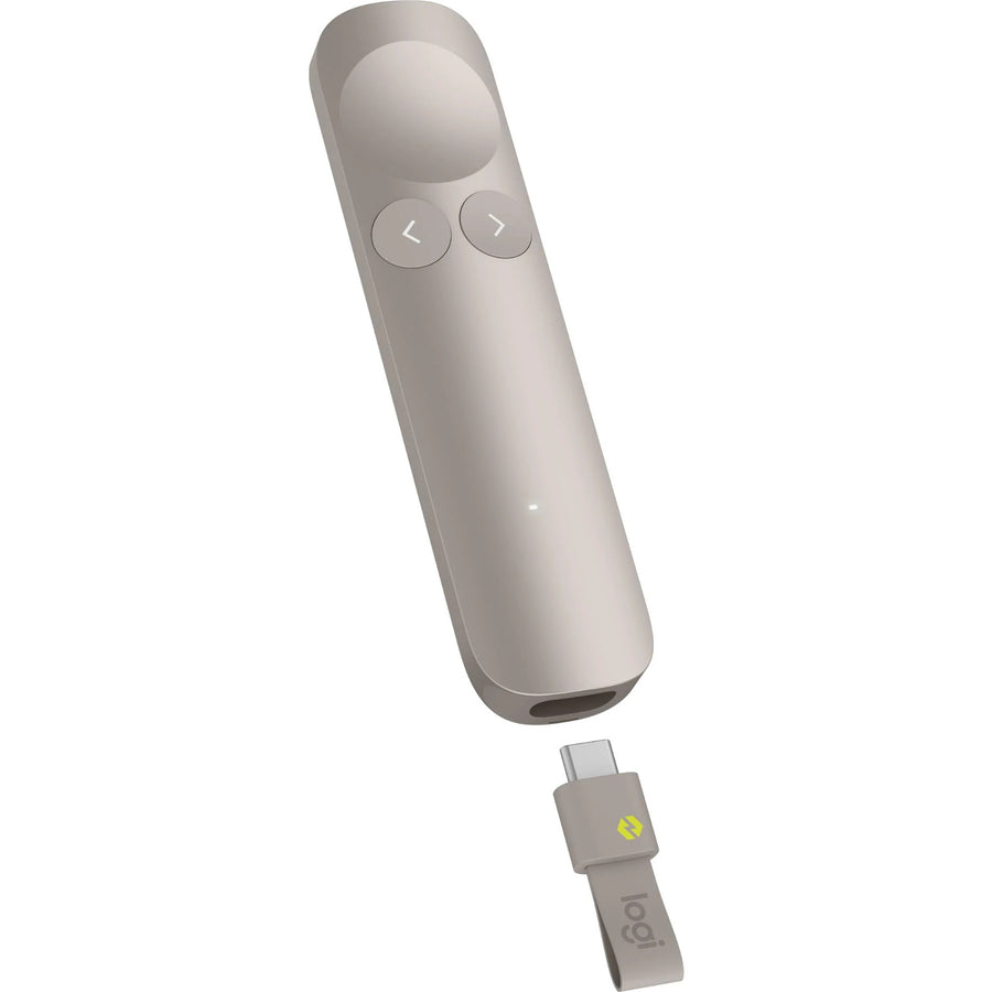Logitech Spotlight 2 Advanced Presenter with Haptics - Sand Digital and Laser Pointer - Haptic-guided Breathing - Quick charging, 1 min up to 3hr of use - Bluetooth - Bolt Receiver - 30m Long Range