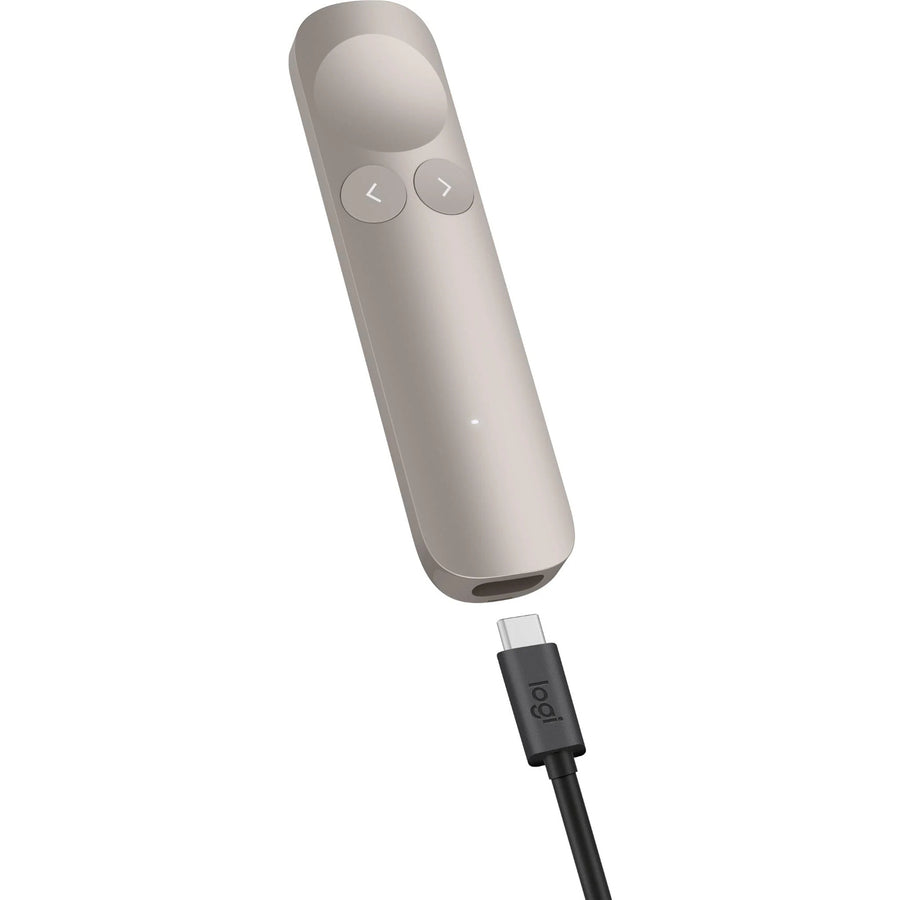 Logitech Spotlight 2 Advanced Presenter with Haptics - Sand Digital and Laser Pointer - Haptic-guided Breathing - Quick charging, 1 min up to 3hr of use - Bluetooth - Bolt Receiver - 30m Long Range