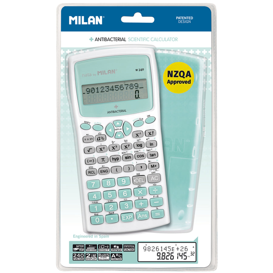 Milan M240 Scientific Calculator Antibacterial Turquoise