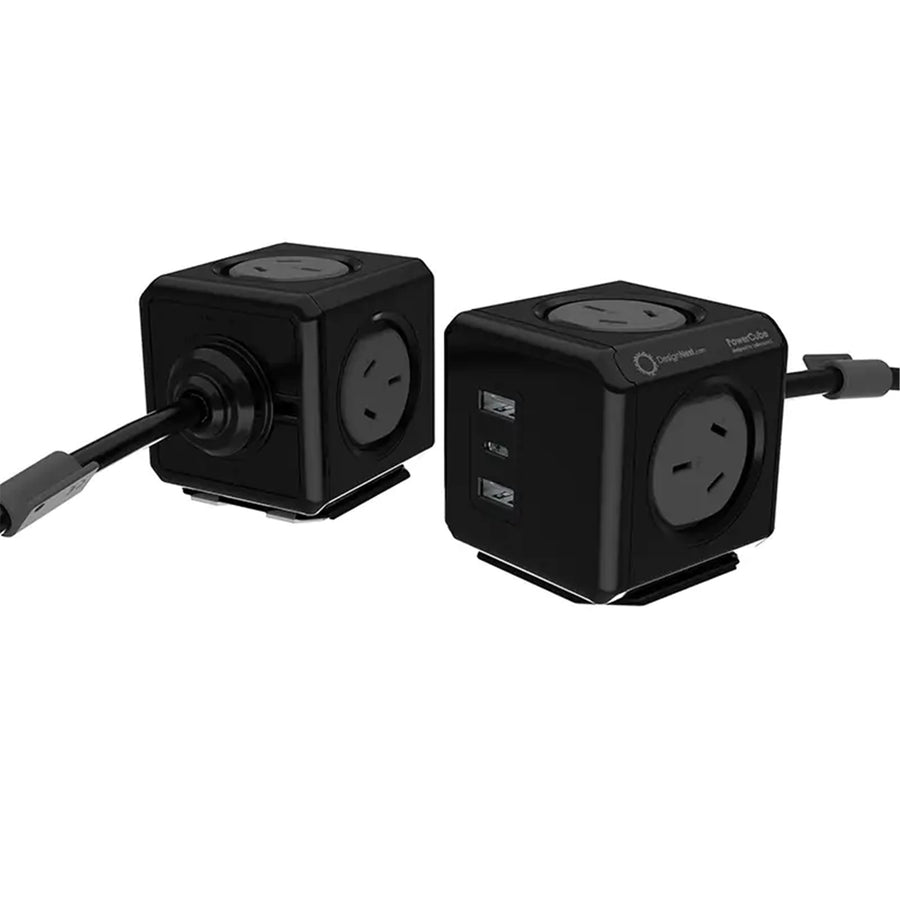 ALLOCACOC POWERCUBE EXTENDED USB 2A + 1C PD 20W FASTER CHARGING AU 1.5M SURGE PROTECTOR BLACK