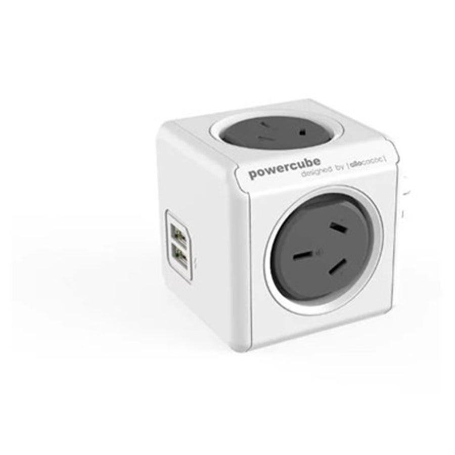 ALLOCACOC POWERCUBE OUTLET X 2 USB X 2 surge Grey