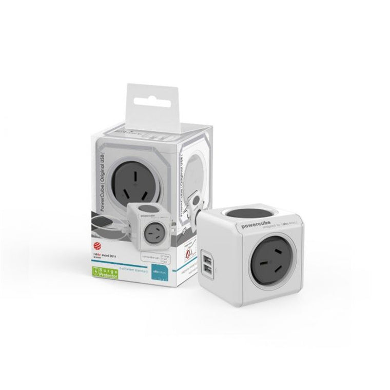 ALLOCACOC POWERCUBE OUTLET X 2 USB X 2 surge Grey