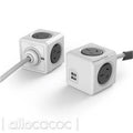 ALLOCACOC POWERCUBE Extended 4 Outlets with 2 USB, 3M - Grey — image 1