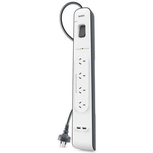 Belkin 4 Outlet Surge Protection Strip with 2x USB-A 2.4A Charging Ports