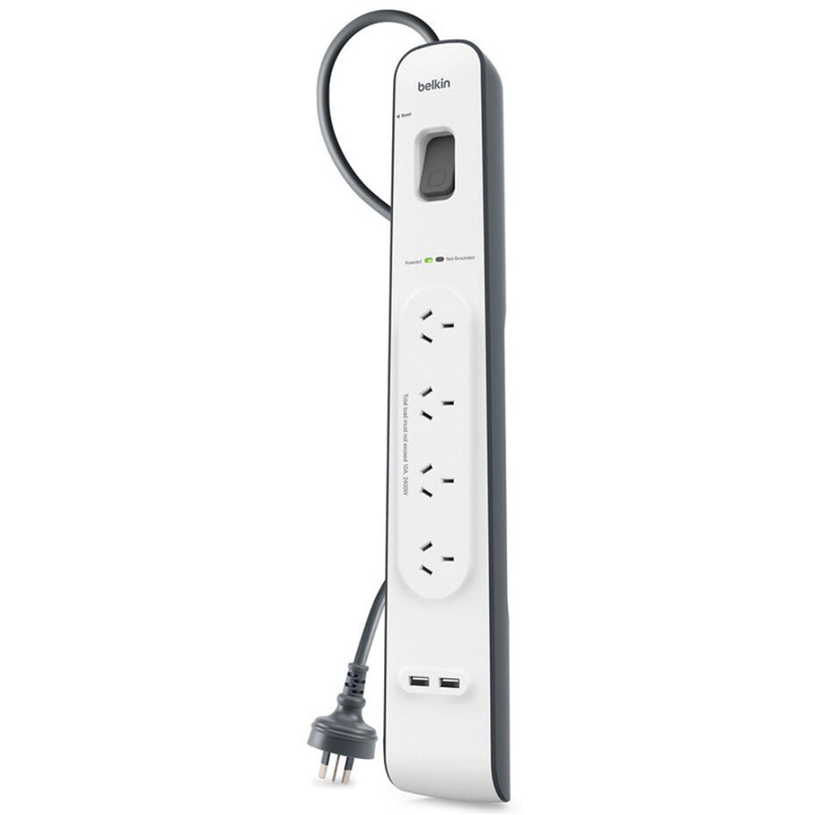 Belkin 4 Outlet Surge Protection Strip with 2x USB-A 2.4A Charging Ports