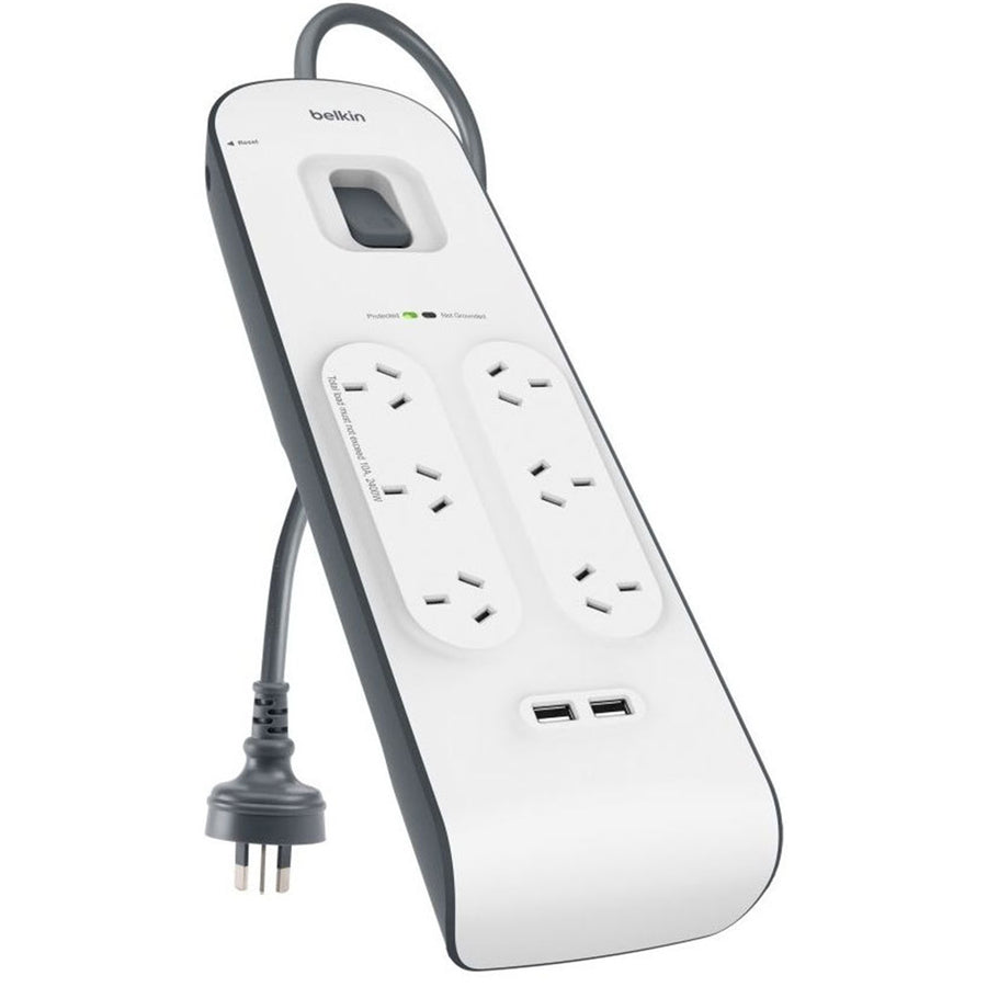 Belkin 6 Outlet Surge Protection Strip with 2x USB-A 2.4A Charging Ports