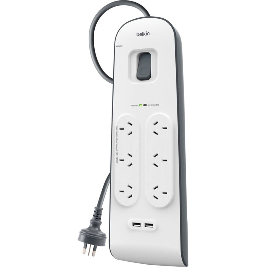 Belkin 6 Outlet Surge Protection Strip with 2x USB-A 2.4A Charging Ports
