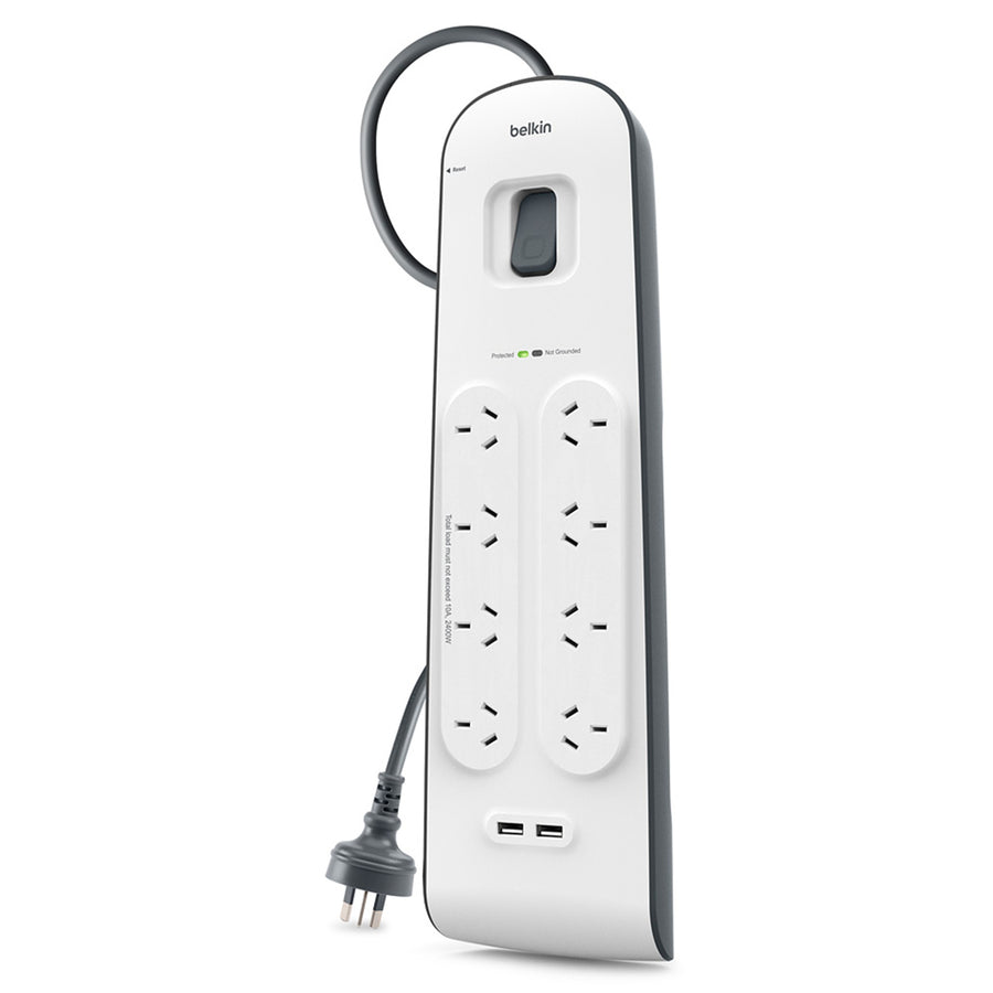 Belkin 8 Outlet Surge Protection Strip with 2x USB-A 2.4A Charging Ports