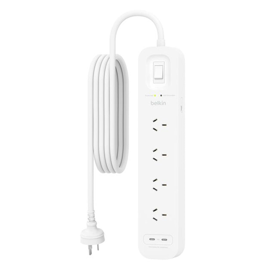 Belkin   4 Outlet Surge Protector with Dual USB-C 30W PPS Charging Pro -  ( White )