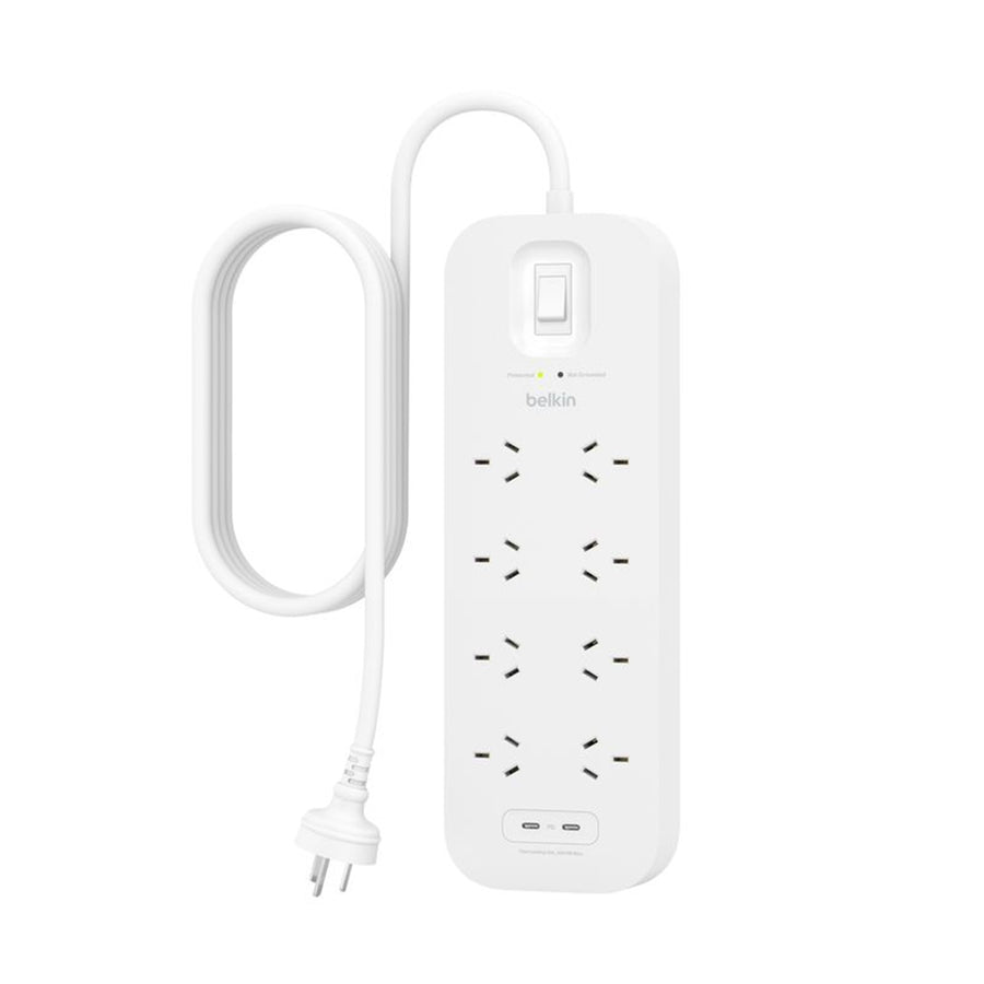 Belkin   8 Outlet Surge Protector with Dual USB-C 30W PPS Charging Port - (  White )