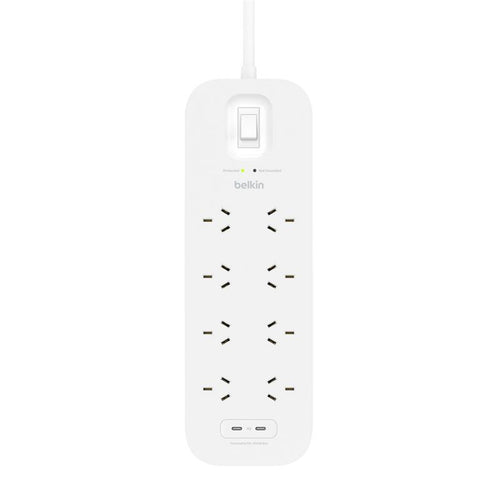 Belkin   8 Outlet Surge Protector with Dual USB-C 30W PPS Charging Port - (  White )