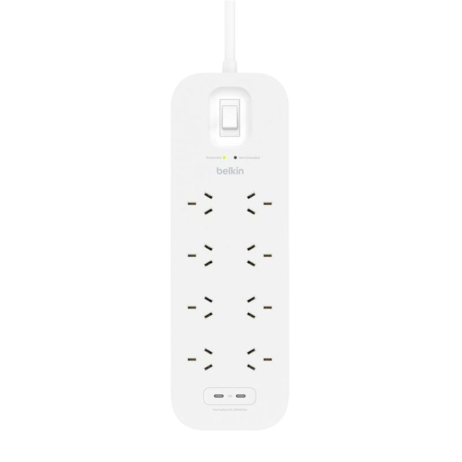 Belkin   8 Outlet Surge Protector with Dual USB-C 30W PPS Charging Port - (  White )