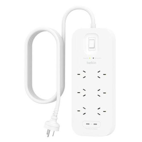 Belkin   6 Outlet Surge Protector with Dual USB-C 30W PPS Charging Port -  ( White )