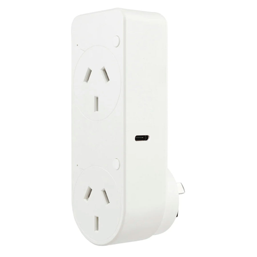 Brilliant Smart   WiFi Double Wall Plug with USB-C & USB-A Port