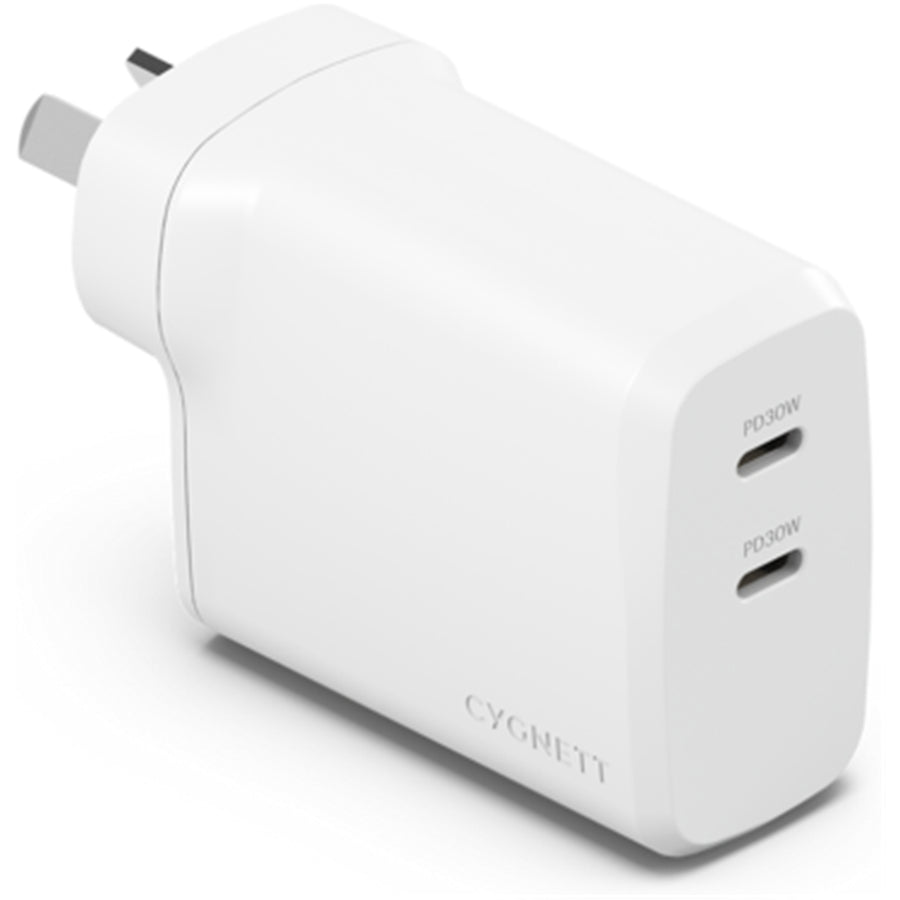 Cygnett PowerPlus 60W USB-C Dual Port Wall Charger - White