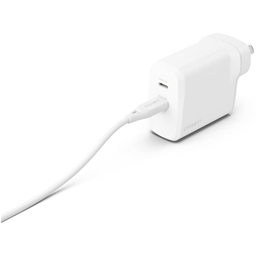 Cygnett PowerPlus 60W USB-C Dual Port Wall Charger - White