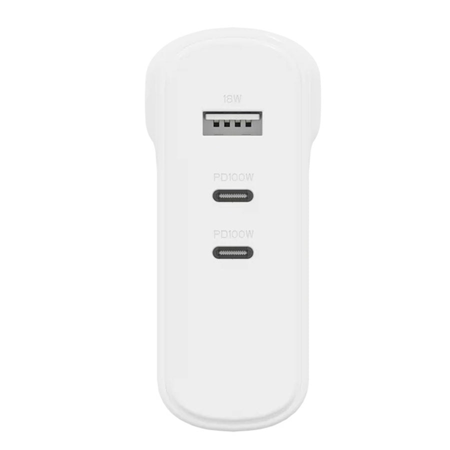 Cygnett PowerMaxx 100W 3 Port Wall Charger - 2x USB-C & 1 USB-A --  White