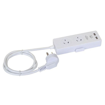 DYNAMIX A12U – 2-fach Steckdosenleiste mit 2x USB 2.4A Schnellladeanschlüssen. Integrierte Handy- oder Tablet-Halterung