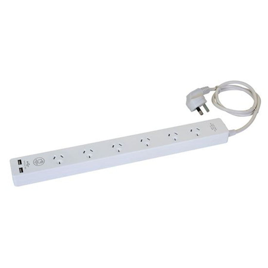 DYNAMIX A16U – 6-fach 10A Steckdosenleiste für Heim & Büro mit zwei USB-Ladeanschlüssen (3.4A Schnellladung)
