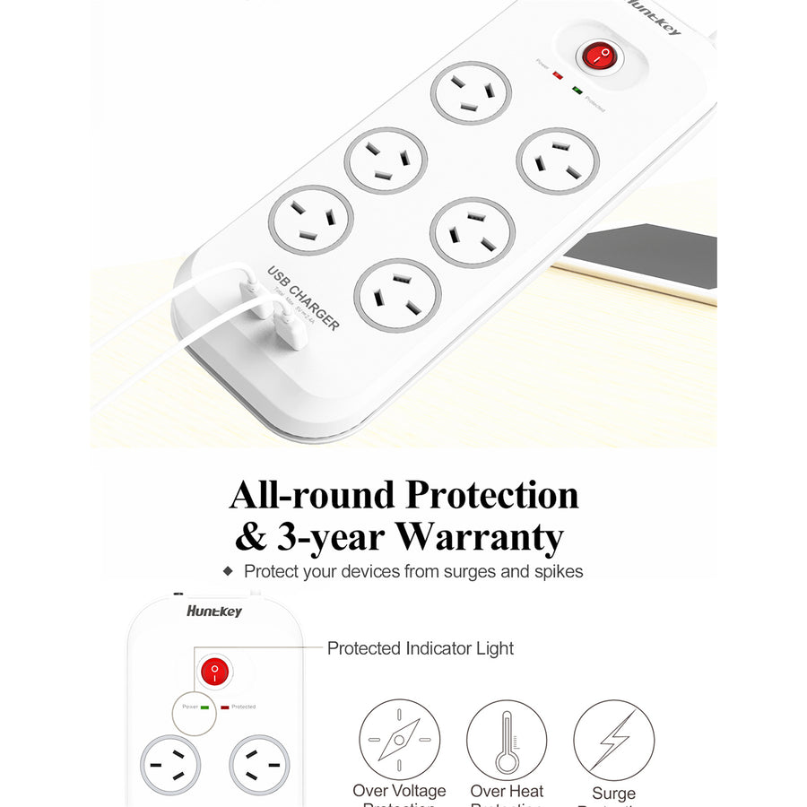 Huntkey  SAC607 6 Outlet Surge Protected Powerboard