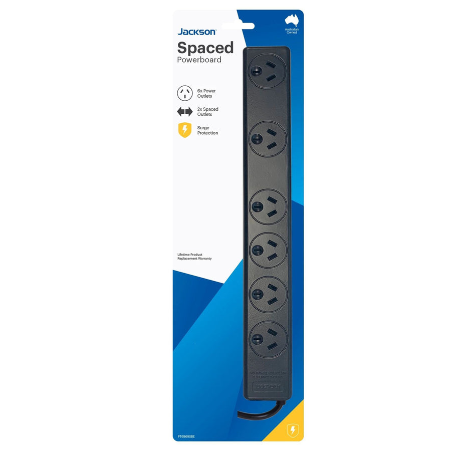 Jackson  PT6969SBE 6 Outlet Powerboard with Surge & Overload Protection