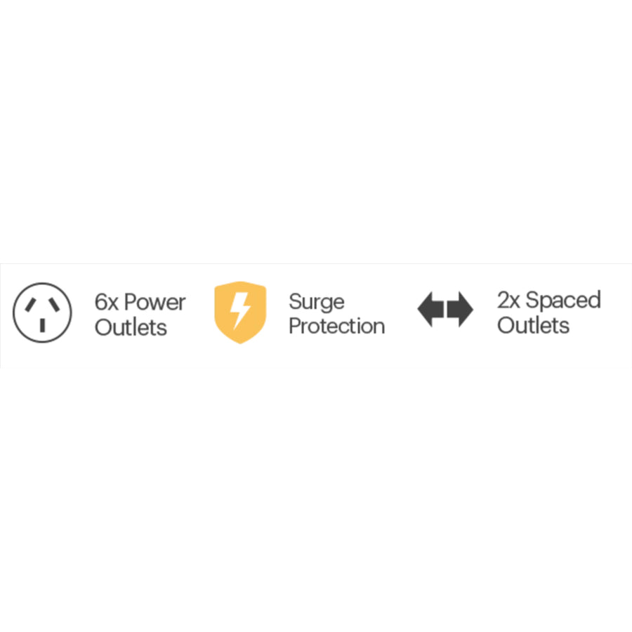 Jackson  PT6969SBE 6 Outlet Powerboard with Surge & Overload Protection