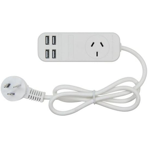 JACKSON PT3USB3A - 1x Outlet Power board w/ 4x USB Charging Outlets. 3.4A. 0.9m Lead