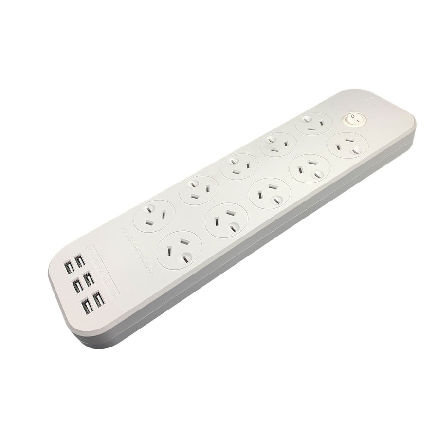 Jackson  PT1055 10 Outlet Powerboard with 6x USB-A Fast Charging Ports (4.5A)