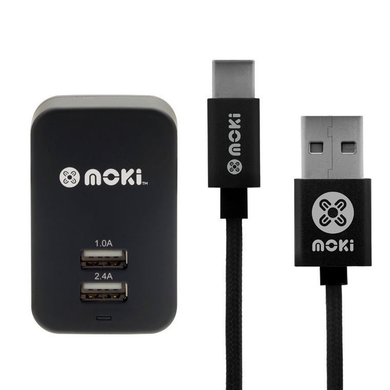 Moki SynCharge ACC-MSTCWALL Wall Charger & USB-C Braided Cable