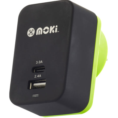 MOKI Recharge ACC-MTCWP - Moki Wandladegerät + (USB-C + USB) - Schwarz