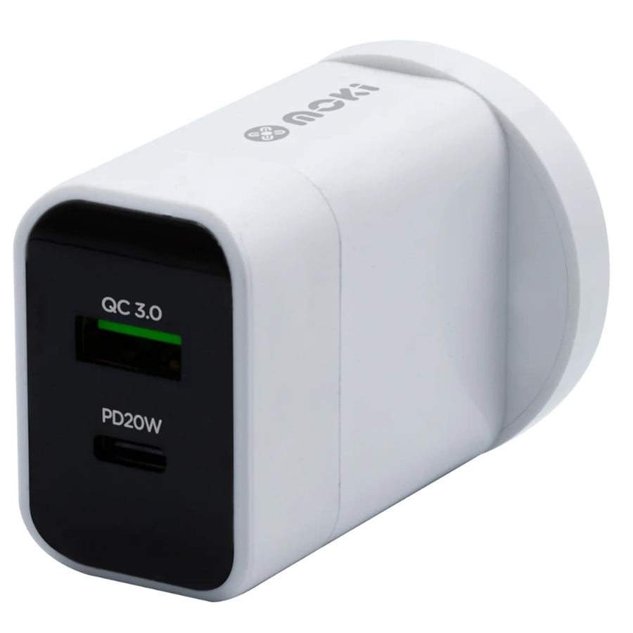 MOKI Recharge ACC-PDWCUSB - Moki Wall Charger PD USB-C 20W + USB-A QC 3.0