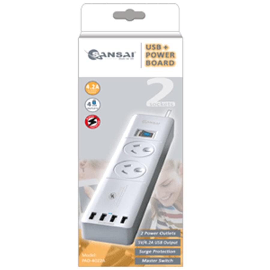 Sansai PAD-4022A 2 ways w/ 4.8A 4x USB Ports