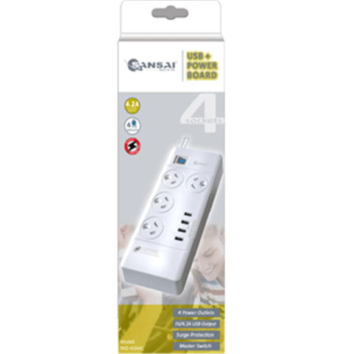 Sansai PAD-4044C 4ways w/4.8A USB X 4 outlets