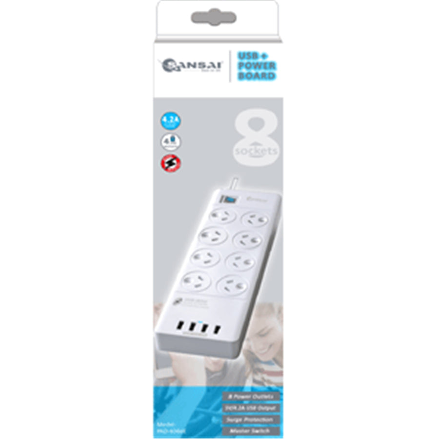 Sansai PAD-4088H 8ways w/4.8A USB X 4 outlets