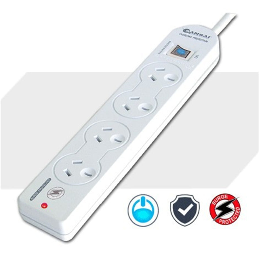 Sansai  PAD-014SP 4 Outlet Master Switch Surge & Overload Protected Powerboard