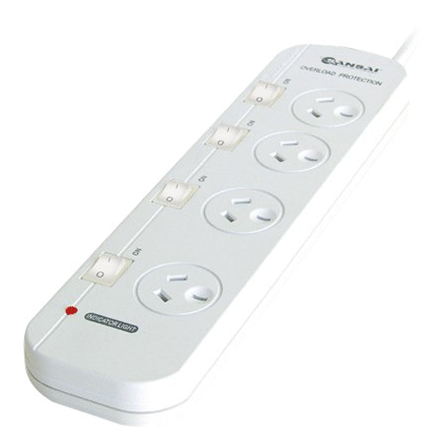 Sansai 4 Way Surge Powerboard with Individual Switches