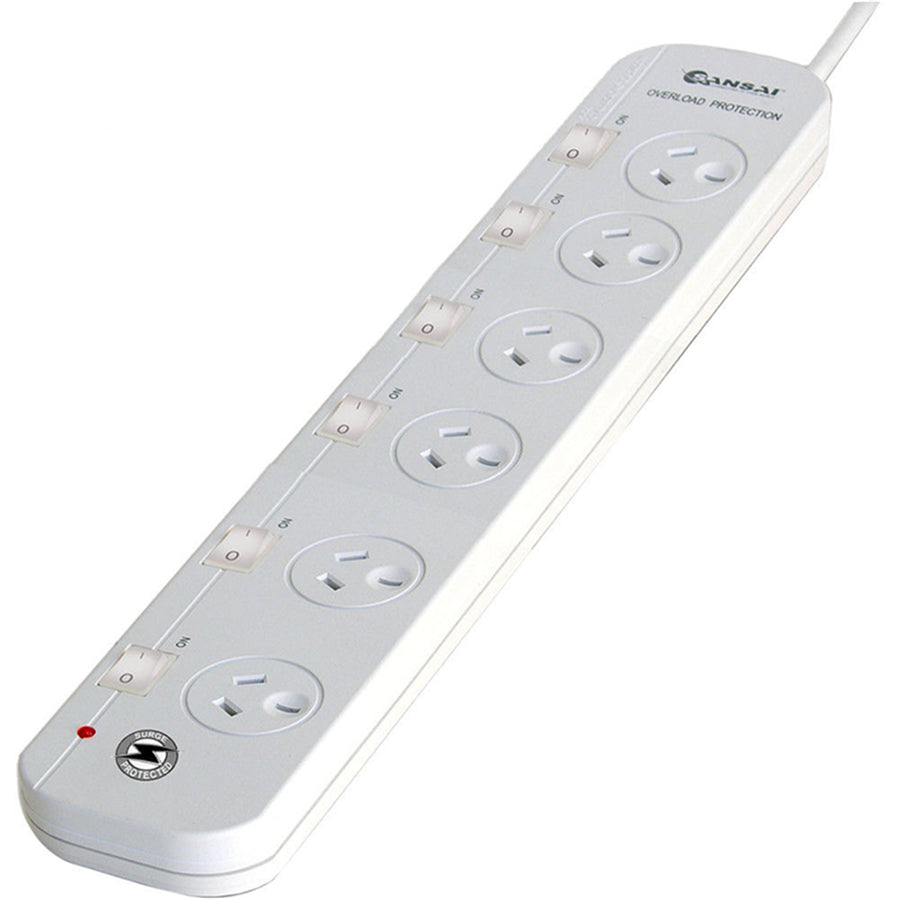 Sansai PAD-661SW 6 Outlet Surge Powerboard with Individual Switches - AU / NZ