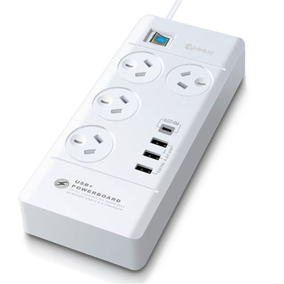 Sansai  PAD-8044 4 Outlet Powerboard with USB-A & USB-C