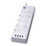 SURGE8U - Sansai 8-fach Überspannungsschutz-Steckdosenleiste mit 4 USB-Anschlüssen