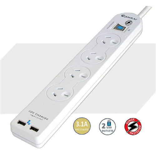 Sansai PAD-503USB Sansai PAD-503USB 4ways Surge w/2 X USB 3.1A