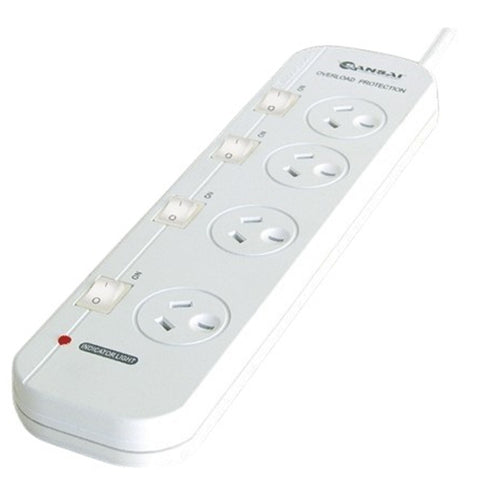 Sansai PAD-054SW 4 Ways Powerboard, With Individual Switch & Extra Space