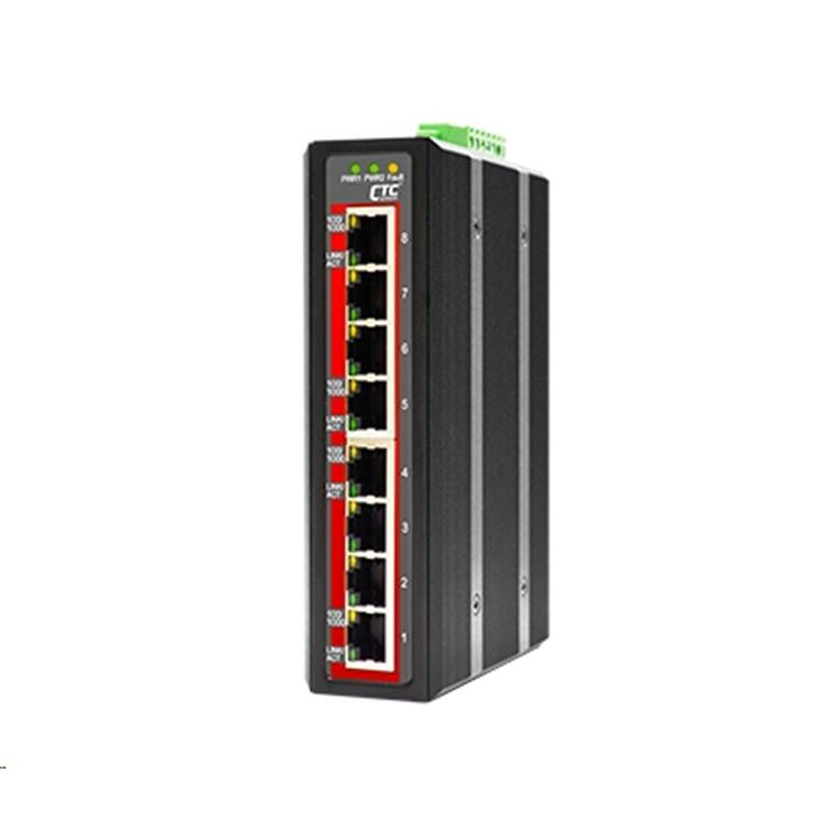CTCUNION IGS-800-E - 8 Port Gigabit Unmanaged Switch. 8x 10/100/1000Base-T -40C 75C. Power consumption
