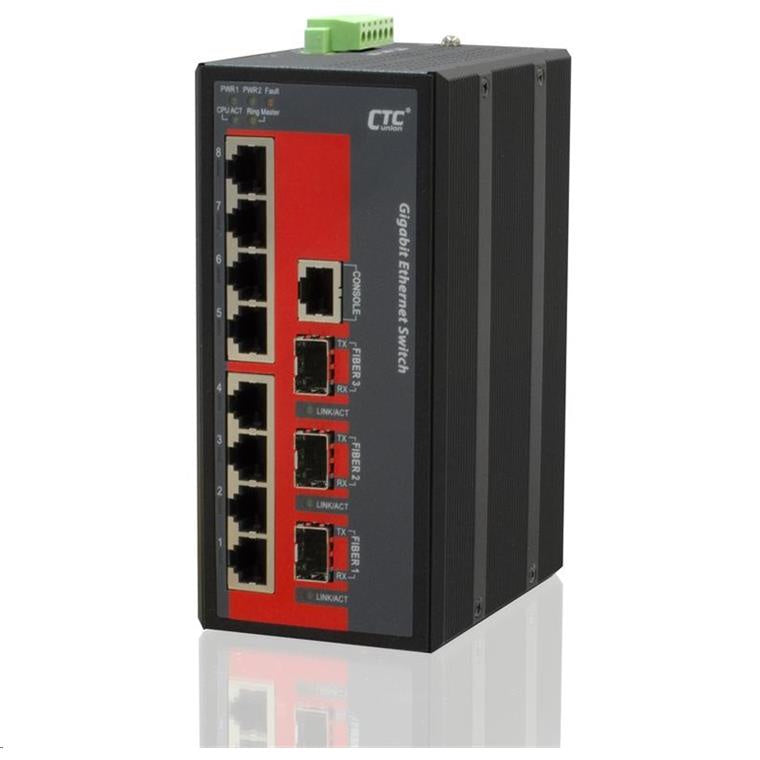 CTCUNION IGS-803SM-8PH24 - 8 Port Gigabit Managed PoE Switch. -10C 60C. 8x 10/100/1000Base-T(X)