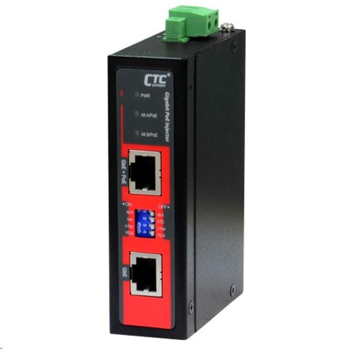 CTCUNION INJ-IG01-PH - 1 Port Gigabit 48V DC PoE Injector. -10C 60C. PoE+ power budget 48V DC/60W. Power