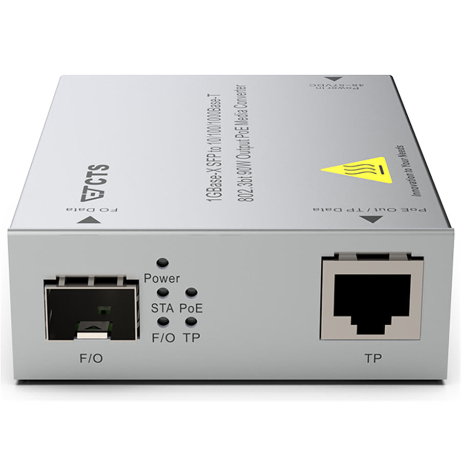 CTS SRC-3002SFP-BT - 1GBase-X SFP to 10/100/1000 Base-T 802.3BT 90W Output POE Rugged Media Converter