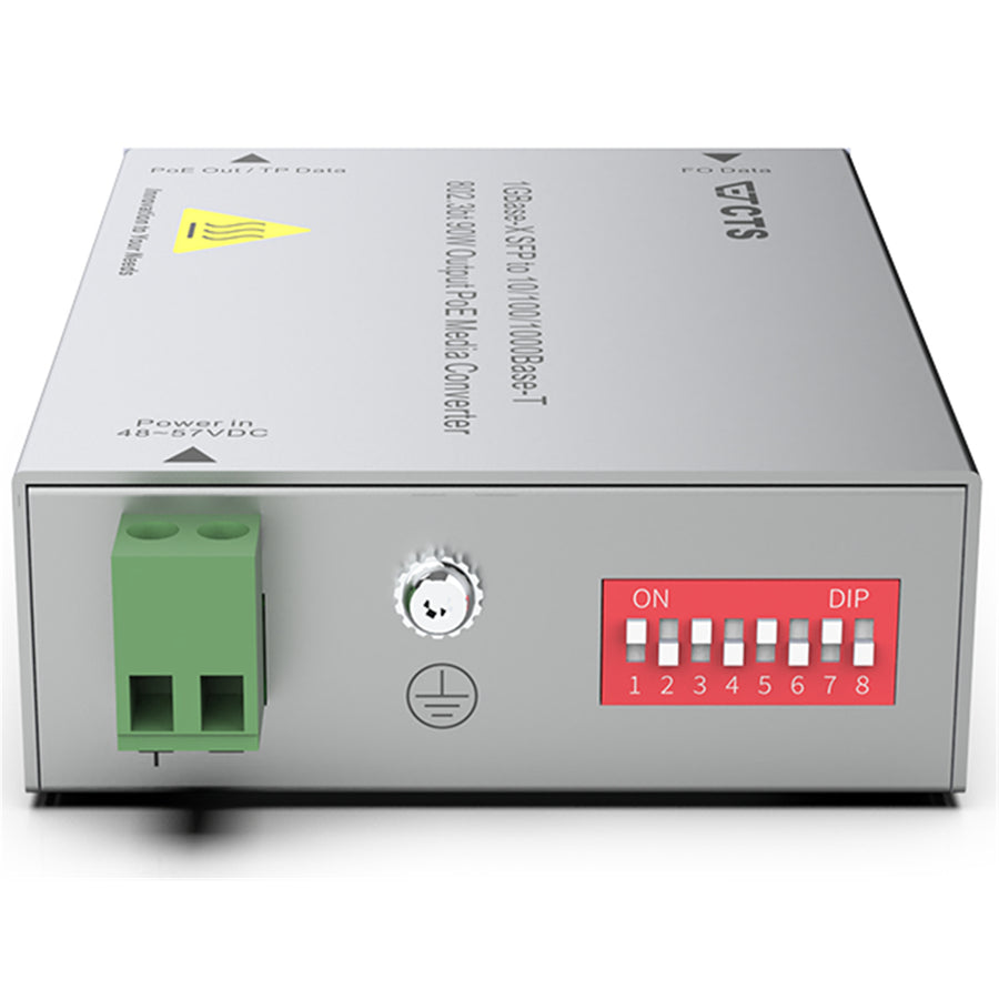CTS SRC-3002SFP-BT - 1GBase-X SFP to 10/100/1000 Base-T 802.3BT 90W Output POE Rugged Media Converter