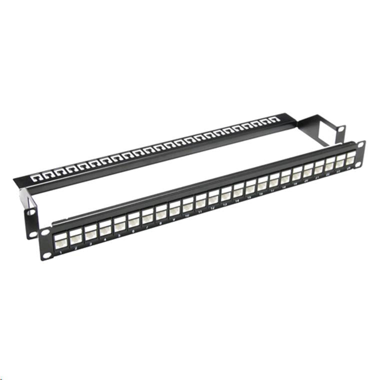 DYNAMIX PP-C6AUTP-24 - Cat6A 180 Unshielded Keystone Patch Panel 24 Port w/ Cable Management 1U