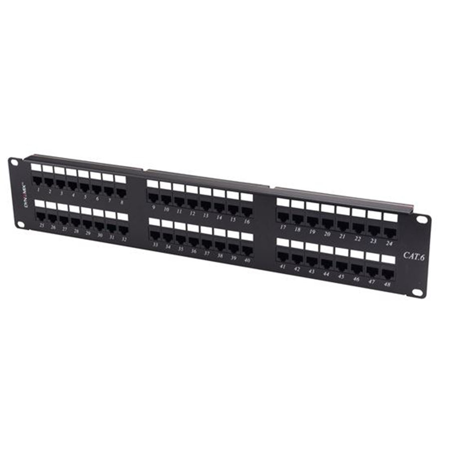DYNAMIX PP-C6-48 - 48 Port 19'' Cat6 UTP Patch Panel T568A & T568B Wiring. 2RU 110x Terminations
